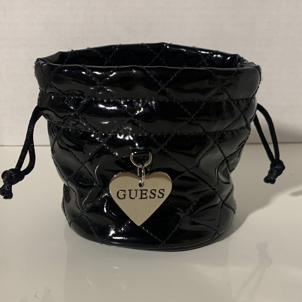 GUESS Black Quilted Cosmetic Bag